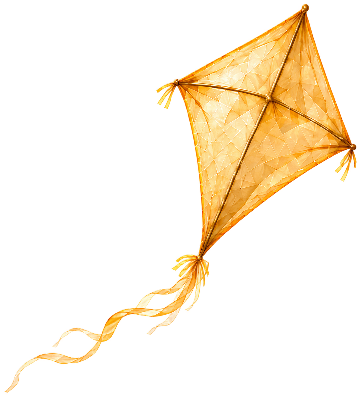 A translucent golden kite connected by a thread to the person below